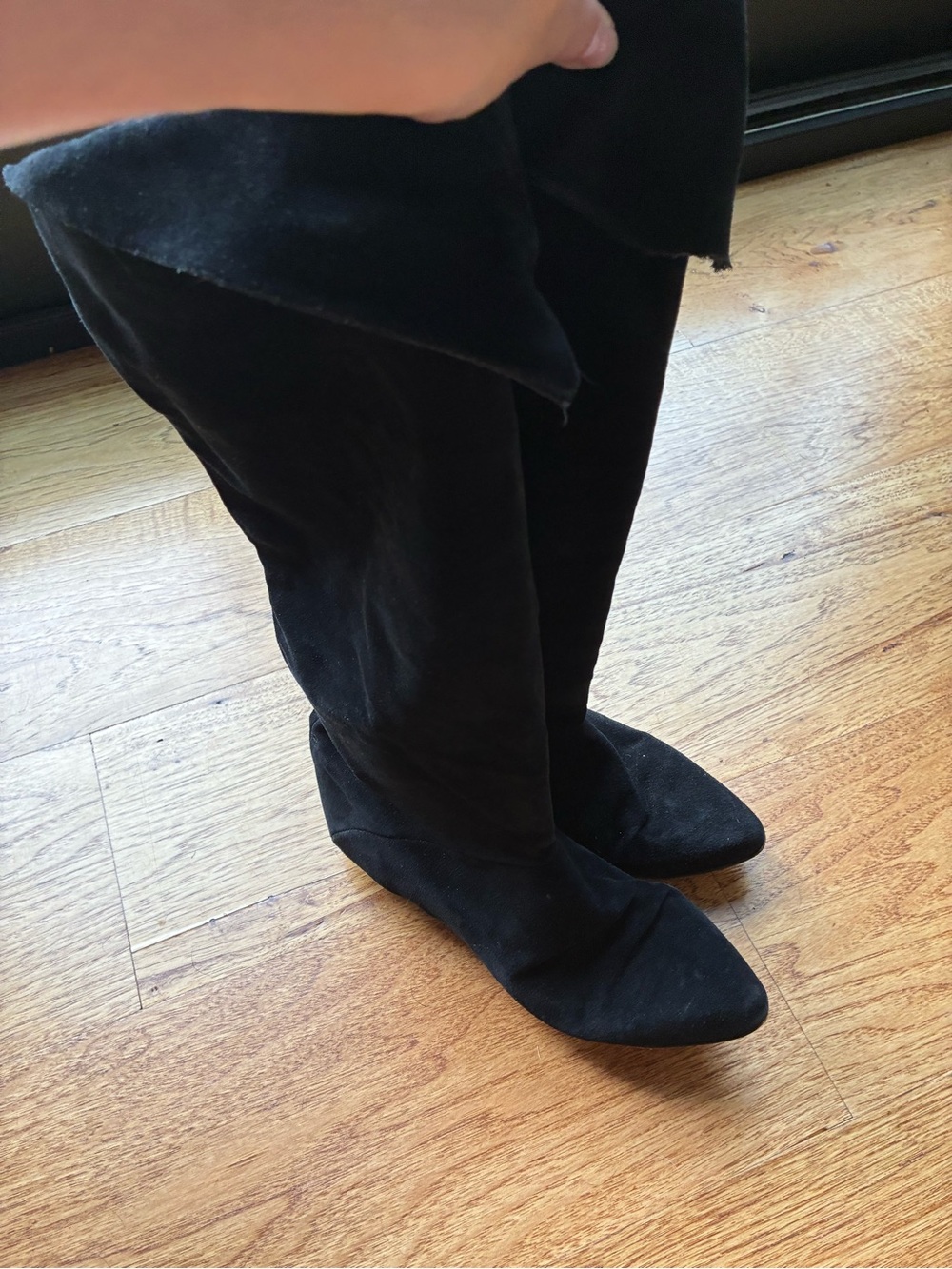 Vintage 80s Zodiac Black Suede Knee-High Women's Boots women 7 M - Picture 4 of 8